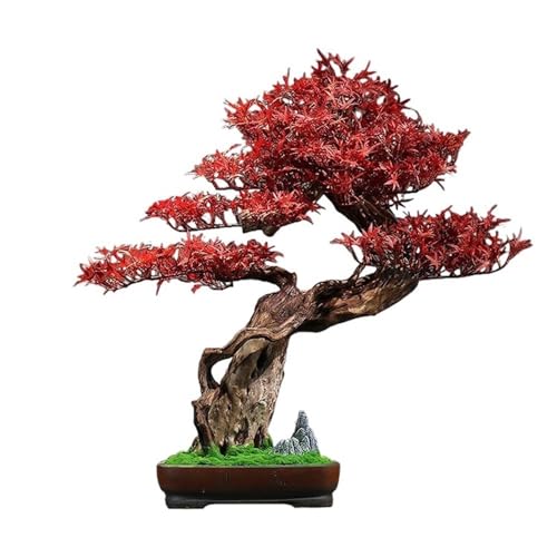 2WFYJNITP Kunstpflanze Simulation Red Maple Bonsai Ornamente Indoor Eingang Hotel Holz Grünpflanzen Topf Dekorationen für Fensterbank von 2WFYJNITP