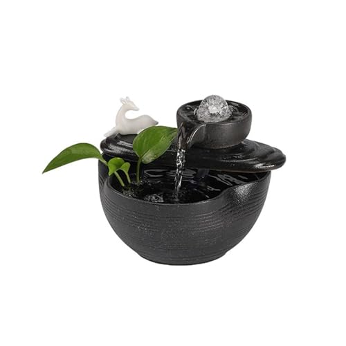 Entspannender Keramik-Tischbrunnen, kleiner chinesischer Zierbrunnen mit kleiner Feng Shui Kugel Entspannender Keramik-Tischbrunnen, kleiner chinesischer Zierbrunnen mit kleiner Feng Shui Kugel von 2WFYJNITP