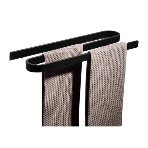 Küche 18-Zoll-Handtuchhalter for Badezimmer, doppelte Badetuchstange aus Space-Aluminium, wandmontierter Handtuchhalter ohne Bohren, moderne, kreative doppelte Handtuchstange für Duschgel(Schwarz) von 2WFYJNITP