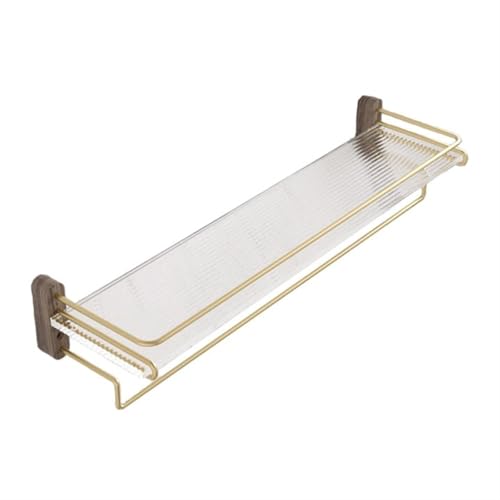 Küche Badezimmer-Aufbewahrungsregale, abnehmbares Duschregal aus Acryl mit Handtuchhalter, schwebendes Badezimmerregal aus Acryl ohne Bohren mit goldener Schutzschiene aus Edelstahl für Duschgel(Bruin Küche Badezimmer-Aufbewahrungsregale, abnehmbares Duschregal aus Acryl mit Handtuchhalter, schwebendes Badezimmerregal aus Acryl ohne Bohren mit goldener Schutzschiene aus Edelstahl für Duschgel(Bruin von 2WFYJNITP