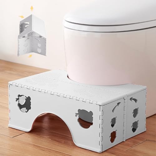 2XK-NOV Faltbarer Toilettenhocker für Erwachsene und Kinder, WC Hocker Badezimmer Klappbar, Anti-Rutsch Kackhocker, Hilfe Gegen Verstopfung, Weiß von 2XK-NOV