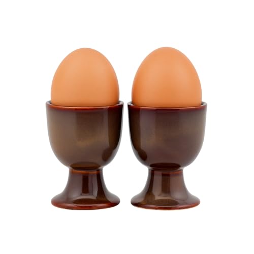 Keramik Eierbecher Weihnachten Geschenk 2er Set Porzellan Halter Frühstück gekocht Kochen Leicht zu reinigen Kindheitserinnerungen Küche Braun von 2activelife