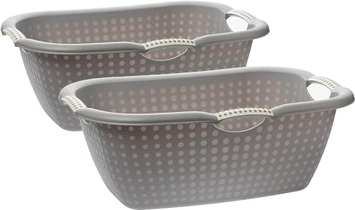 2friends 2er Kunststoff Wäschewannen-Set, 28 Liter Graue Wäschekörbe mit Ergonomischen Griffen, Ideal für Effiziente Wäscheorganisation und Stilvolle Aufbewahrung von 2friends