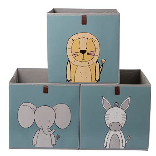 2friends 3er Set Aufbewahrungsboxen, Kallax Boxen, Spielzeugkiste für Kallax Regal, Aufbewahrungsbox Kinder 33x33x33 cm, Perfekt für Würfelregale, aufbewahrung Kinderzimmer, abwaschbar, blau von 2friends