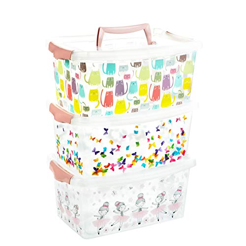 2friends Aufbewahrungsboxen Modell Rosa, 3er Set, Kinder Aufbewahrungsbox mit Deckel, rosa mit Griff im Deckel und Klickverschluss, Aufbewahrungsbox für Kinder, 2friends Aufbewahrungsboxen Modell Rosa, 3er Set, Kinder Aufbewahrungsbox mit Deckel, rosa mit Griff im Deckel und Klickverschluss, Aufbewahrungsbox für Kinder, von 2friends