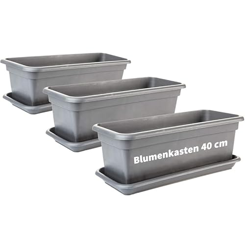2friends Balkon Blumenkasten Set 40cm, 3er-Pack, mit Untersetzer, Kunststoff, EU-Fertigung, Anthrazit 2friends Balkon Blumenkasten Set 40cm, 3er-Pack, mit Untersetzer, Kunststoff, EU-Fertigung, Anthrazit von 2friends