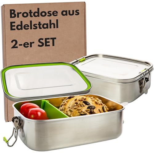 2friends Brotdose Edelstahl Modell Nico, 2 Stück Brotdosen, Brotdose für Erwachsene und Kinder, Brotdose mit Fächern und Verschluss, Bento Box, Brotzeitbox, Brotbüchse, Frühstücksbox, Lunchbox 2friends Brotdose Edelstahl Modell Nico, 2 Stück Brotdosen, Brotdose für Erwachsene und Kinder, Brotdose mit Fächern und Verschluss, Bento Box, Brotzeitbox, Brotbüchse, Frühstücksbox, Lunchbox von 2friends