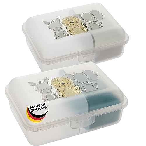 2friends Brotdose Kinder mit Fächern 2er Set, Lunchbox Kinder mit Trenneinleger, Brotzeitbox mit Klickverschluss, 100% Recyclebar lebensmittelecht Frühstücksbox ohne BPA, Made in Germany, Model: Jako von 2friends