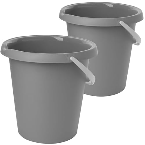 2friends Eimer Modell Basic, 2er Set Putzeimer, 10L, robuster Kunststoff, Farbe: Hellgrau, langlebig und vielseitig, mit Tragegriff, Made in EU von 2friends