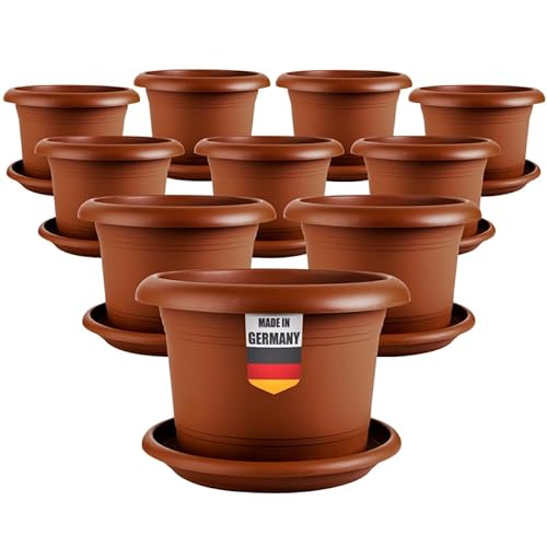 2friends Eleganter 10-er Set Pflanzkübel 15cm Durchmesser - Kompakter Blumentopf für Innen & Außen, Ideal für Sukkulenten und Kräuter, Robust & Frostsicher, Terracotta von 2friends