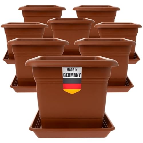 2friends Pflanzkübel Groß Außen Terracotta Kunststoff 8er Set- Blumentopf 40x40 für Draußen, Robuste Blumenkübel Gross Aussen, Ideal für Garten & Terrasse von 2friends