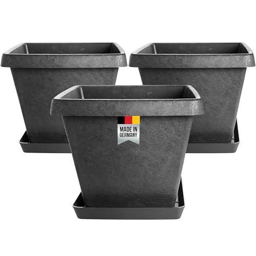 2friends Premium Blumentopf Eckig Groß 3er Set Pflanzkübel 40x40 cm Pflanzentopf aus Kunststoff in Stone-Optik Anthrazit - Eleganter Pflanzenkübel groß - Made in Germany 2friends Premium Blumentopf Eckig Groß 3er Set Pflanzkübel 40x40 cm Pflanzentopf aus Kunststoff in Stone-Optik Anthrazit - Eleganter Pflanzenkübel groß - Made in Germany von 2friends
