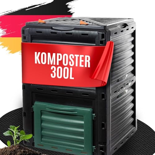 2friends Premium Garten Komposter Schnellkomposter 300L, Stabiler Kunststoff, Klappdeckel, H83xB61xT61 cm, Thermokomposter für Garten/Küchenabfälle, 100% Recycelt, EU, Model Marx von 2friends