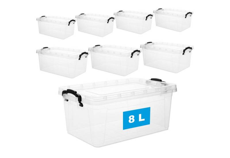 Centi Aufbewahrungsbox Stapelbox mit Deckel und Griff, transparent, 8L (8er-Set) Centi Aufbewahrungsbox Stapelbox mit Deckel und Griff, transparent, 8L (8er-Set) von Centi