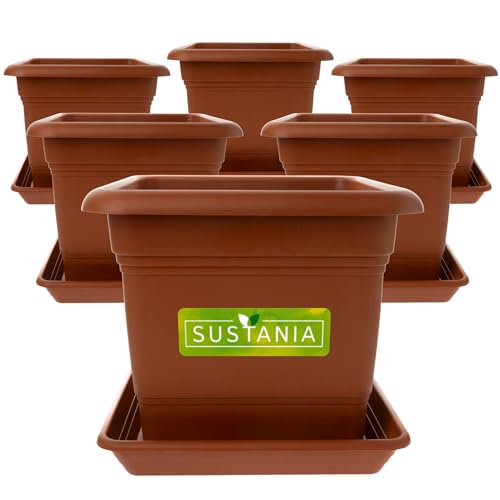 2friends Sustania Großer Pflanzkübel 48x48 für Außen 6er Set - Wetterfester Terracotta Blumentopf & Pflanztopf Premium, Ideal Übertopf mit Entwässerung, Garten-Terrasse von 2friends