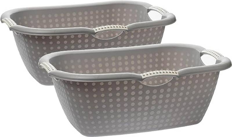 2friends Wäschewanne Wäschekörbe mit Ergonomischen Griffen (2er Set 60x40x22 cm), Wäscheorganisation und Stilvolle Aufbewahrung von 2friends