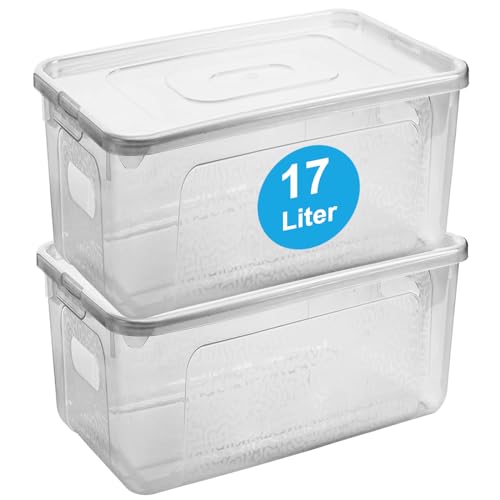 Aufbewahrungsbox mit Deckel 2er Set – 17 Liter Plastikbox mit Deckel, Robuste Kunststoff-Box für Boxen Aufbewahrung, Kisten Aufbewahrung mit Deckel – Platzsparende + Stabile Lösung, Made in EU von 2friends