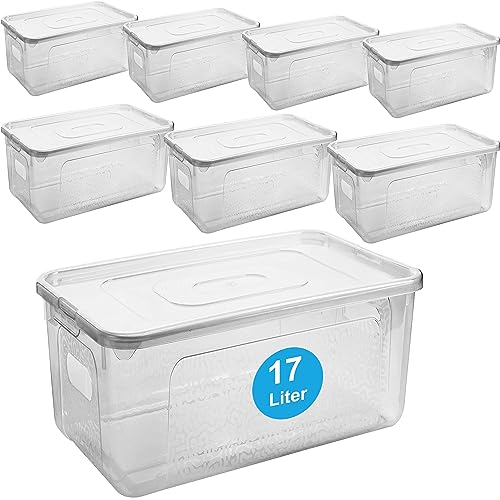 Aufbewahrungsbox mit Deckel 8er Set – 17 Liter Plastikbox mit Deckel, Robuste Kunststoff-Box für Boxen Aufbewahrung, Kisten Aufbewahrung mit Deckel – Platzsparende + Stabile Lösung, Made in EU von 2friends