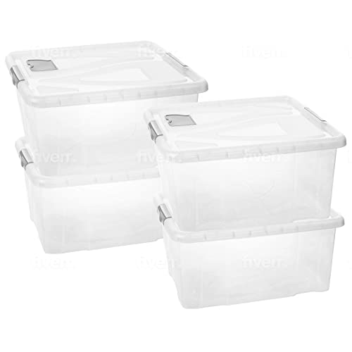 Aufbewahrungsbox mit Deckel Groß, 60 Liter, 4er Set Kisten Boxen Aufbewahrung, Stapelbar, Plastikbox mit Deckel, Griffen und Lüftungsklappe - Ideal für Stauraum Maximieren und Langlebige Ordnung Aufbewahrungsbox mit Deckel Groß, 60 Liter, 4er Set Kisten Boxen Aufbewahrung, Stapelbar, Plastikbox mit Deckel, Griffen und Lüftungsklappe - Ideal für Stauraum Maximieren und Langlebige Ordnung von 2friends