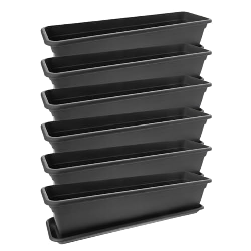 Balkonkasten-Set 6er-Pack 80 cm in Anthrazit: Verwandeln Sie Ihren Balkon in eine blühende Oase! Blumenkasten mit Untersetzer von 2friends