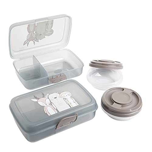 Brotdose Kinder mit Fächern, 2x Brotdosen + 2x Schraubdeckeldosen, Lunchbox Kinder mit Trennfächern + Clickverschluss, Kinder Brotzeitbox Frühstücksbox 100% Recyclebar ohne BPA, Modell: 3friends Brotdose Kinder mit Fächern, 2x Brotdosen + 2x Schraubdeckeldosen, Lunchbox Kinder mit Trennfächern + Clickverschluss, Kinder Brotzeitbox Frühstücksbox 100% Recyclebar ohne BPA, Modell: 3friends von 2friends