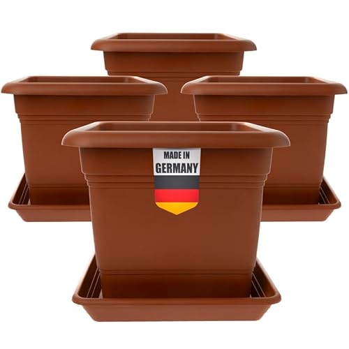 Großer Pflanzkübel 48x48 für Außen 4er Set Terracotta - Wetterfester Blumentopf in Premium-Qualität Ideal für Outdoor, Große Blumentöpfe mit Effizientem Entwässerungssystem von 2friends