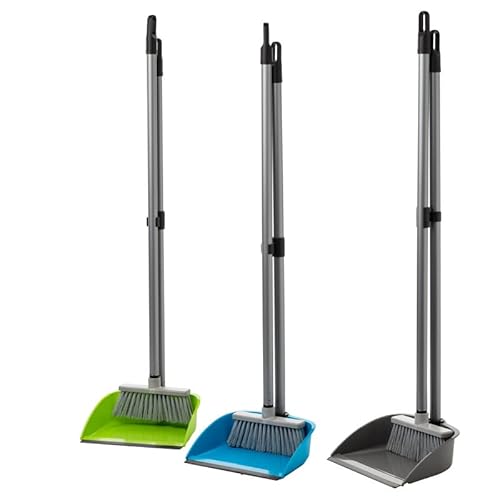 Kehrgarnitur mit Langen Stiel, Besen und Kehrschaufel 3er Set zusammenklappbar, kehrset, Farbe: Blau, Silber, Grün, Made in EU Kehrgarnitur mit Langen Stiel, Besen und Kehrschaufel 3er Set zusammenklappbar, kehrset, Farbe: Blau, Silber, Grün, Made in EU von 2friends