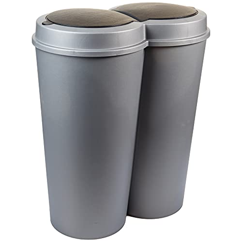 SUSTANIA Abfalleimer Modell Grey, 1er 50L mit schwarzem Schiebedeckel, Ø 25cm x H 68cm – Mülleimer groß aus Kunststoff für die Küche & Büro – Müllbehälter geruchsdicht mit rundem Deckel – rope SUSTANIA Abfalleimer Modell Grey, 1er 50L mit schwarzem Schiebedeckel, Ø 25cm x H 68cm – Mülleimer groß aus Kunststoff für die Küche & Büro – Müllbehälter geruchsdicht mit rundem Deckel – rope von 2friends