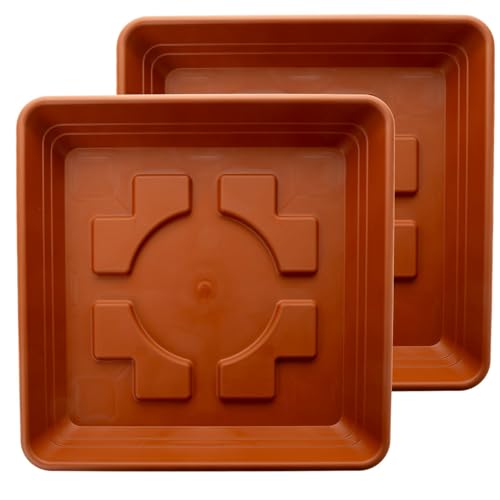 Untersetzer 35x35 cm für Pflanzkübel groß außen (2er Set)- Extra Robuster Terracotta Pflanzuntersetzer für Blumentopf groß draussen - UV-geschützter Kunststoff Made in Germany - von 2friends