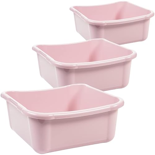 Waschschüssel Wanne 3er Set - Spülschüssel 12 Liter eckig Spülwanne, Rosa Spülschüsseln aus Stabilem Kunststoff, Rosa, Made in EU von 2friends