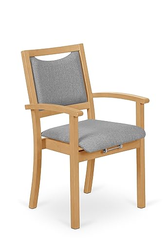 2liftu | Stuhl für Senioren | Hilfsstuhl zum Aufstehen | Hilfs-Armlehnstuhl zum Aufstehen (Natural Beech/Grey) von 2liftu