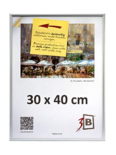 3-B Bilderrahmen ALU FOTO 30x40 cm- silber matt - Alurahmen, Fotorahmen mit Polyesterglas. von 3-B