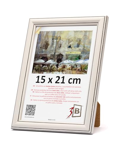 3-B Bilderrahmen BARI RUSTIKAL - Weiß/Schwarz - 15x21 cm (A5) - Holzrahmen, Fotorahmen, Portraitrahmen mit Acrylglas von 3-B