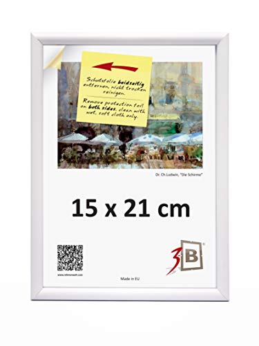 3-B Bilderrahmen FOTO - 15x21 cm - weiß - Fotorahmen, Kunststoffrahmen mit Acrylglas. von 3-B