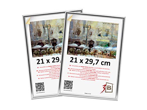 3-B Bilderrahmen FOTO - 2-Pack - 21x29,7 cm (A4) - silber - Fotorahmen, Kunststoffrahmen mit Acrylglas. Sparpaket! von 3-B