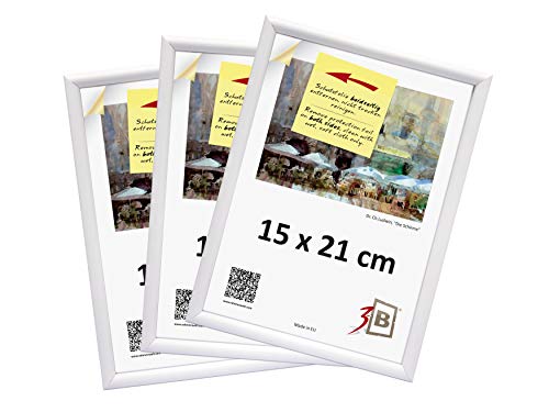 3-B Bilderrahmen FOTO - 3-Pack - 15x21 cm - weiß - Fotorahmen, Kunststoffrahmen mit Acrylglas. Sparpaket! von 3-B