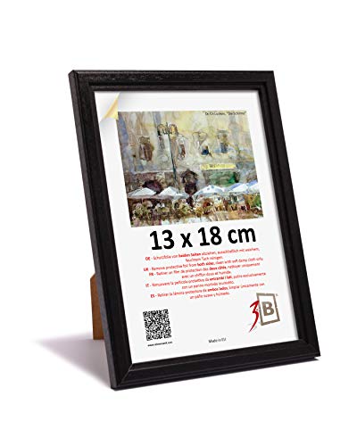 3-B Bilderrahmen JENA 13x18 cm - schwarz - Holzrahmen, Fotorahmen, Portraitrahmen mit Plexiglas von 3-B