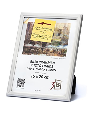 3-B Bilderrahmen JENA - Weiß - 15x20 cm - Holzrahmen, Fotorahmen aus Kiefernholz, Portraitrahmen mit Acrylglas von 3-B