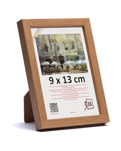 3-B Bilderrahmen LUND - Braun (Eiche) - 9x13 cm - Holzrahmen, Fotorahmen, Portraitrahmen mit Acrylglas von 3-B