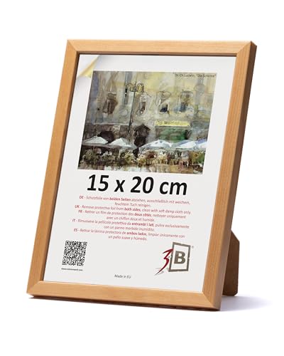 3-B Bilderrahmen LUND - Natur - 15x20 cm - Holzrahmen, Fotorahmen, Portraitrahmen mit Acrylglas von 3-B