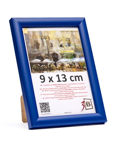 3-B Bilderrahmen MAUI - Dunkel Blau - 9x13 cm - Holzrahmen, Fotorahmen, Portraitrahmen mit Acrylglas von 3-B
