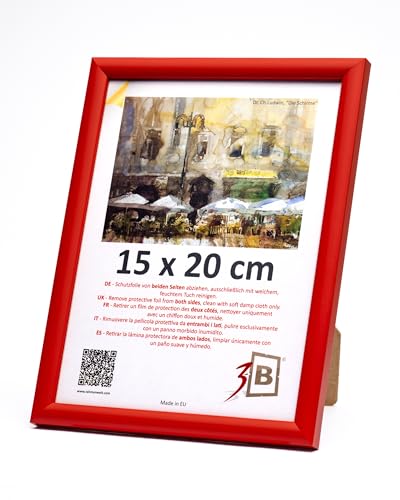 3-B Bilderrahmen MAUI - Rot - 15x20 cm - Holzrahmen, Fotorahmen, Portraitrahmen mit Acrylglas von 3-B