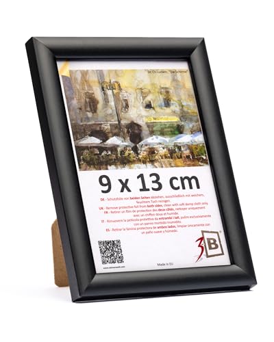 3-B Bilderrahmen MAUI - Schwarz - 9x13 cm - Holzrahmen, Fotorahmen, Portraitrahmen mit Acrylglas von 3-B