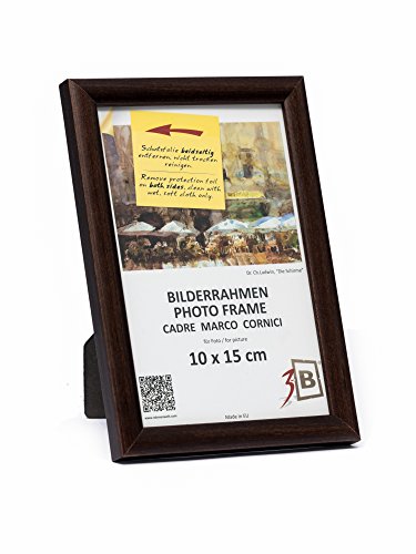 3-B Bilderrahmen ULM 10x15 cm - dunkel braun - Holzrahmen, Fotorahmen, Portraitrahmen mit Acrylglas von 3-B