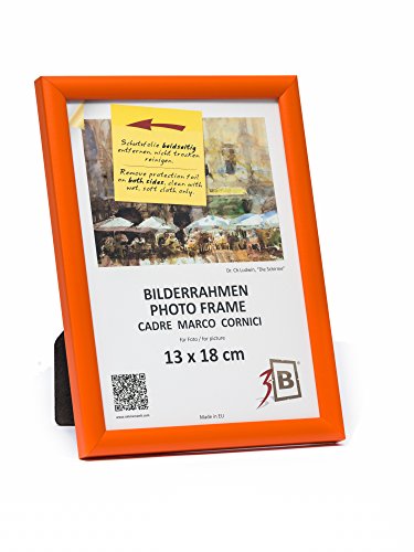 3-B Bilderrahmen ULM 13x18 cm - orange - Holzrahmen, Fotorahmen, Portraitrahmen mit Acrylglas von 3-B