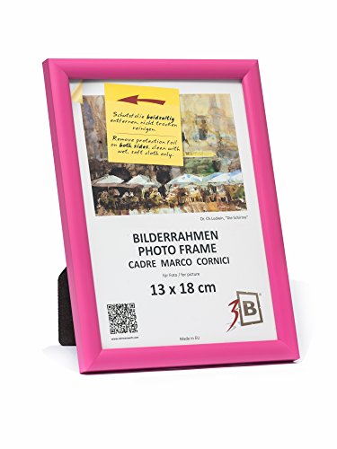 3-B Bilderrahmen ULM 13x18 cm - rosa - Holzrahmen, Fotorahmen, Portraitrahmen mit Acrylglas von 3-B