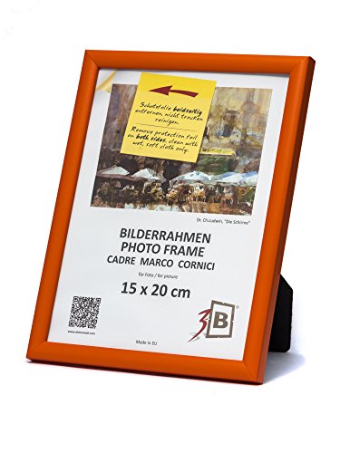 3-B Bilderrahmen ULM 15x20 cm - orange - Holzrahmen, Fotorahmen, Portraitrahmen mit Acrylglas von 3-B