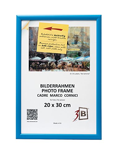 3-B Bilderrahmen ULM 20x30 cm - hell blau - Holzrahmen, Fotorahmen, Portraitrahmen mit Acrylglas von 3-B