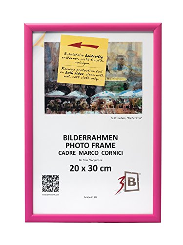 3-B Bilderrahmen ULM 20x30 cm - rosa - Holzrahmen, Fotorahmen, Portraitrahmen mit Acrylglas von 3-B