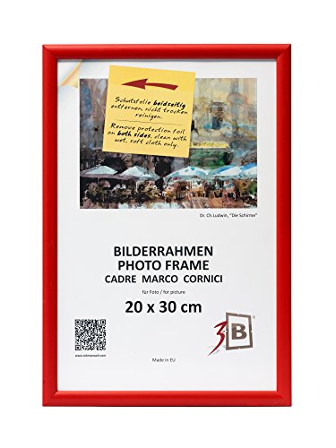 3-B Bilderrahmen ULM 20x30 cm - rot - Holzrahmen, Fotorahmen, Portraitrahmen mit Acrylglas 3-B Bilderrahmen ULM 20x30 cm - rot - Holzrahmen, Fotorahmen, Portraitrahmen mit Acrylglas von 3-B